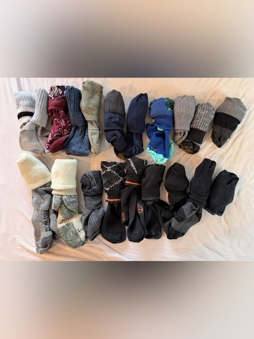20 pairs Mixed Men's Socks - Black, Navy, Gray, Graphic Assortment - Size M L/XL
